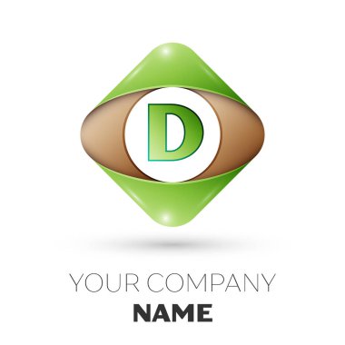 Gerçekçi mektup D vektör logo simge beyaz arka plan üzerinde renkli rhombus. Tasarımınız için vektör şablonu
