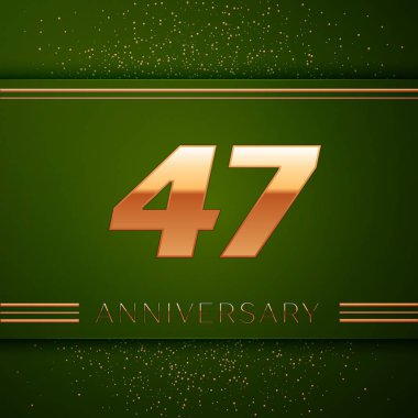 Gerçekçi kırk yedi yıl yıldönümü kutlama logo. Golden numaraları ve yeşil zemin üzerine altın konfeti. Doğum günü partin için renkli vektör şablon öğeleri