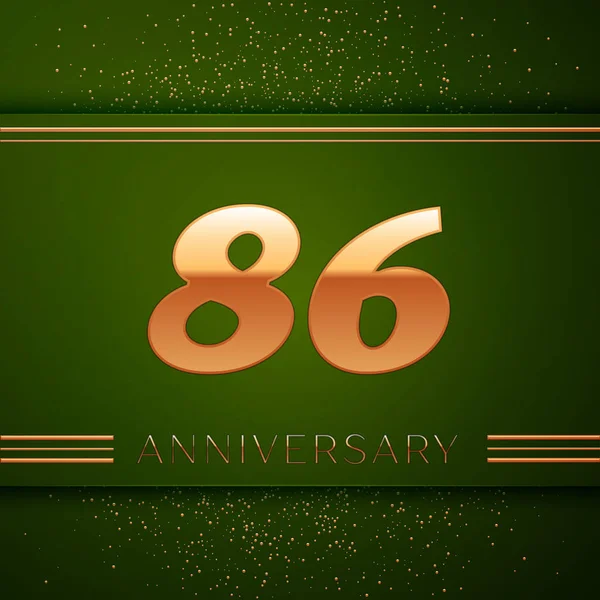 Gerçekçi seksen altı yıl yıldönümü kutlama logo. Golden numaraları ve yeşil zemin üzerine altın konfeti. Doğum günü partin için renkli vektör şablon öğeleri