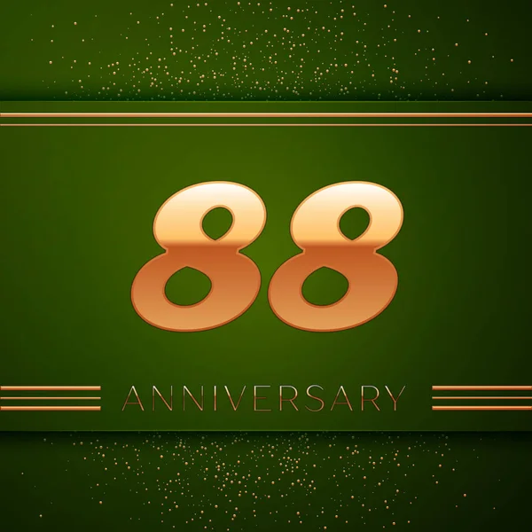Gerçekçi seksen sekiz yıl yıldönümü kutlama logo. Golden numaraları ve yeşil zemin üzerine altın konfeti. Doğum günü partin için renkli vektör şablon öğeleri