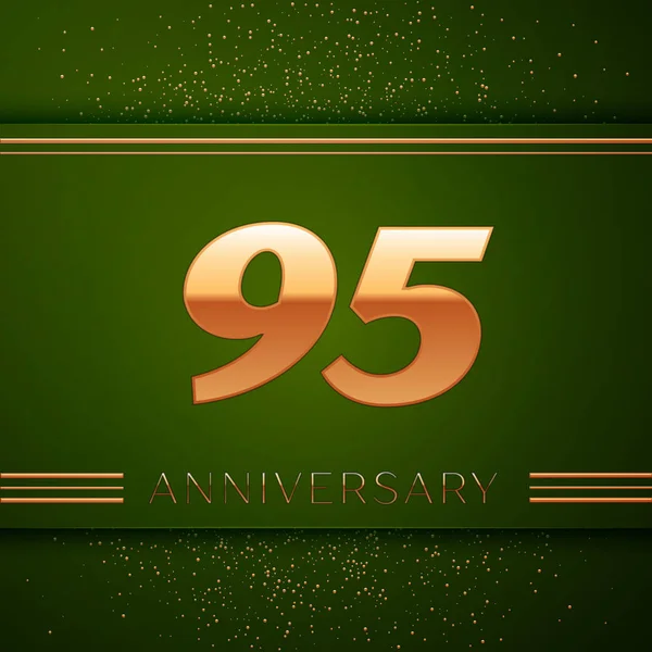 Gerçekçi doksan beş yıl yıldönümü kutlama logo. Golden numaraları ve yeşil zemin üzerine altın konfeti. Doğum günü partin için renkli vektör şablon öğeleri
