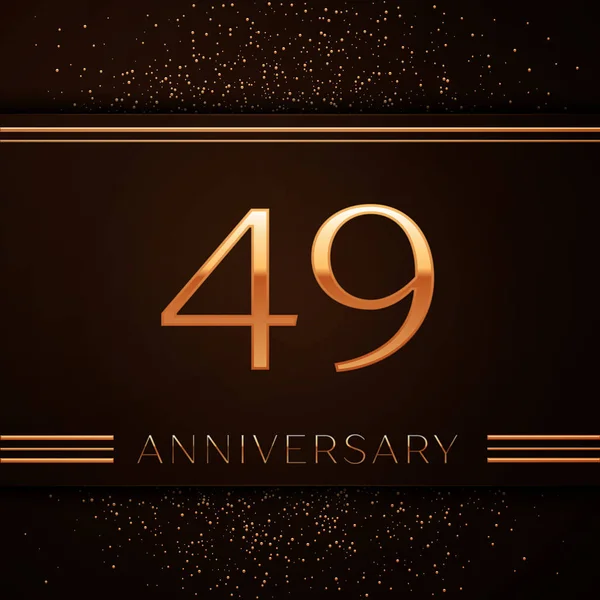 Gerçekçi kırk dokuz yıl yıldönümü kutlama logo. Golden numaraları ve kahverengi zemin üzerine altın konfeti. Doğum günü partin için renkli vektör şablon öğeleri