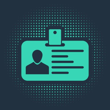 Mavi arka planda yeşil kimlik simgesi izole edildi. Sunum için, şirketin kimliği için, reklam için kullanılabilir. Soyut çember rastgele noktalar. Vektör İllüstrasyonu