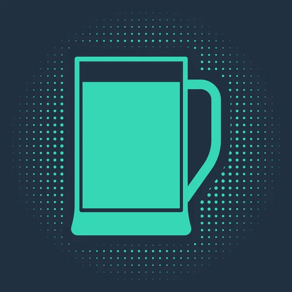 Green Glass of beer icon isolated on blue background. Abstract circle random dots. Vector Illustration — Stock Vector
