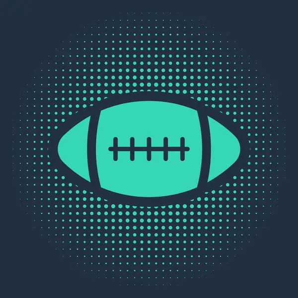 Grüne American Football Ball Ikone isoliert auf blauem Hintergrund. abstrakte Kreis zufällige Punkte. Vektorillustration — Stockvektor