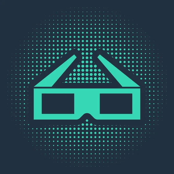 Grüne 3D-Kinobrille isoliert auf blauem Hintergrund. abstrakte Kreis zufällige Punkte. Vektorillustration — Stockvektor