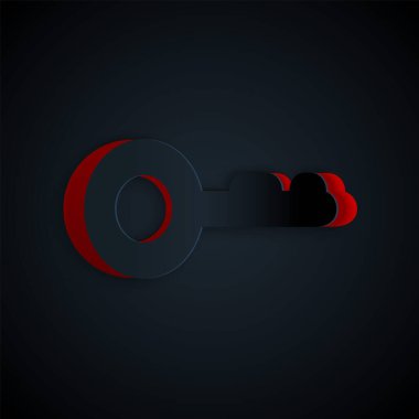 Kağıt kesiği simgesi siyah arkaplanda izole edildi. Kağıt sanatı tarzı. Vektör İllüstrasyonu