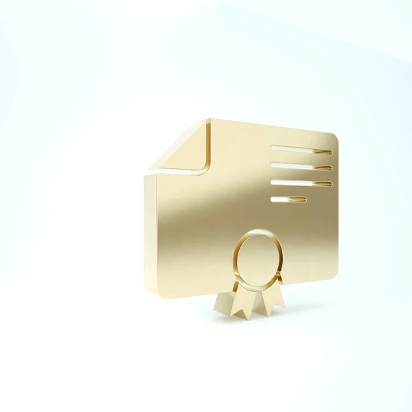 Gold Briefcase icoon geïsoleerd op witte achtergrond. Zakelijk dossier. Zakelijke portefeuille. 3d illustratie 3d renderen — Stockfoto