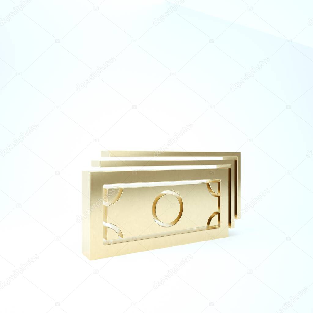 Gold Briefcase icon isolated on white background. Business case sign. Business portfolio. 3d illustration 3D render