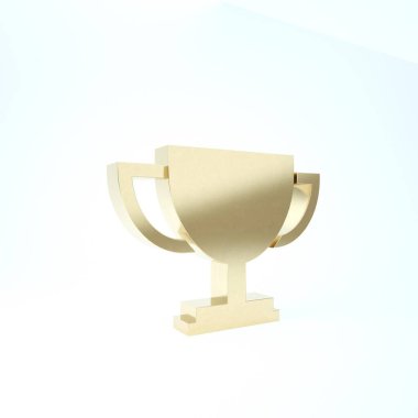 Altın Kupa ikonu beyaz arkaplanda izole edildi. Ödül sembolü Şampiyon kupası ikonu. 3d illüstrasyon 3d canlandırma