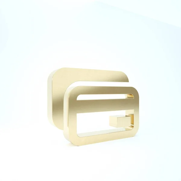 Goldenes Aktentaschensymbol isoliert auf weißem Hintergrund. Geschäftszeichen. Geschäftsportfolio. 3D Illustration 3D Renderer — Stockfoto