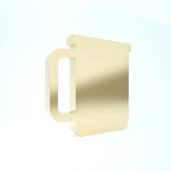 金咖啡杯扁平图标孤立在白色背景上. 茶杯 热饮咖啡。 3d说明3d — 图库照片