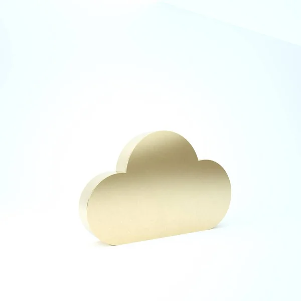 Χρυσό εικονίδιο Cloud που απομονώνεται σε λευκό φόντο. 3D απεικόνιση 3d καθιστούν — Φωτογραφία Αρχείου