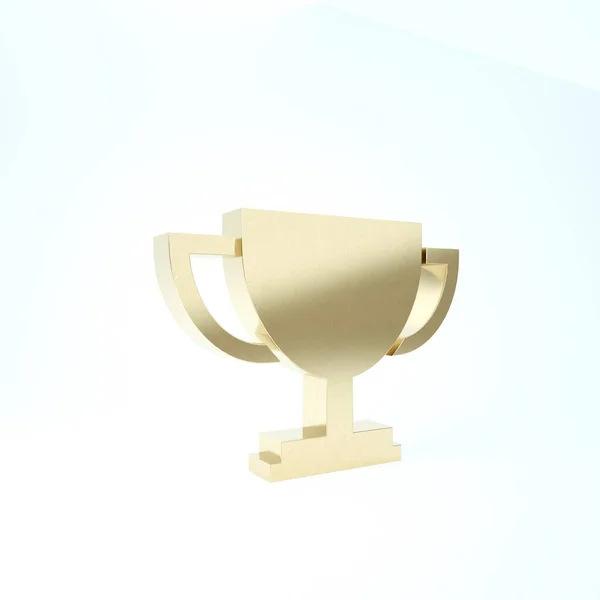 Золотая иконка Кубка Трофи выделена на белом фоне. Символ премии. Иконка кубка чемпиона. 3D-рендеринг — стоковое фото