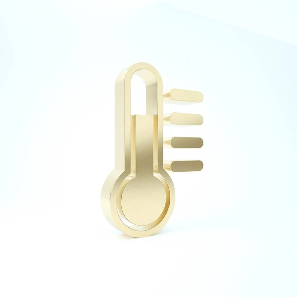 Золотий термометр ізольовано на білому тлі. 3D ілюстрація 3D рендеринга — стокове фото