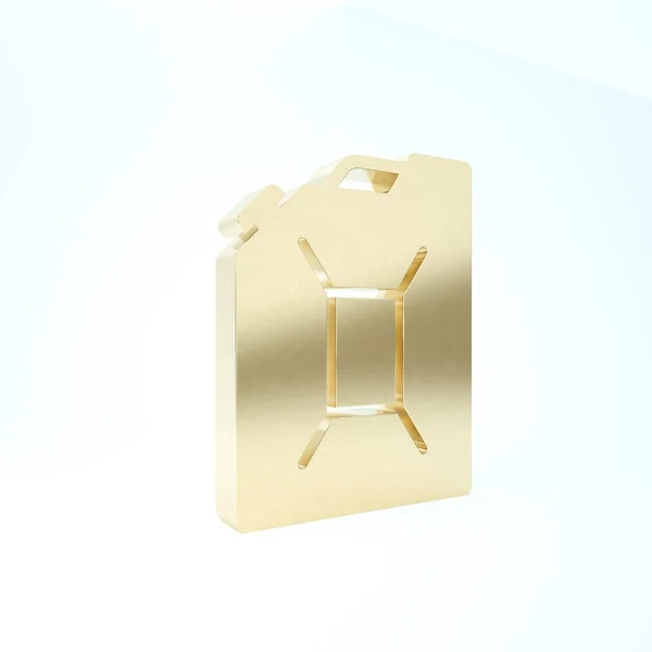 Goldkanister für Benzinsymbol isoliert auf weißem Hintergrund. Diesel-Ikone. 3D Illustration 3D Renderer — Stockfoto