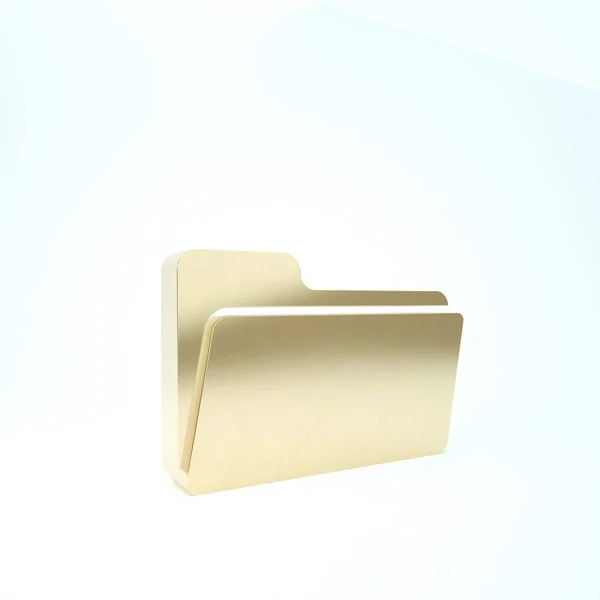 Icono de la carpeta de oro aislado sobre fondo blanco. 3D ilustración 3D render —  Fotos de Stock