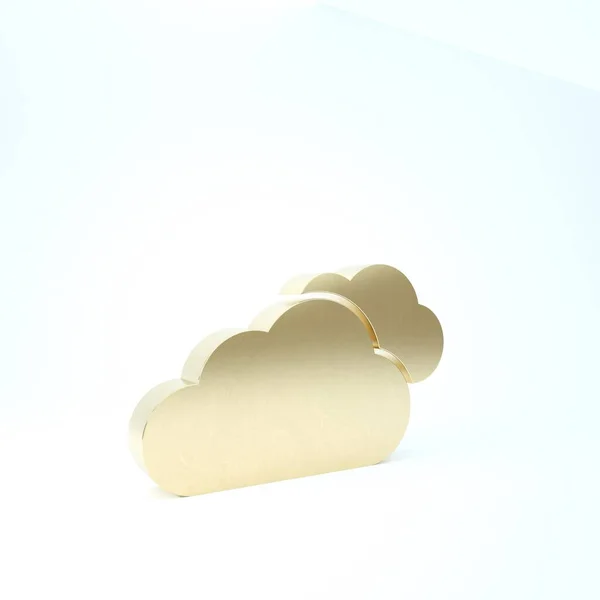 Gold Cloud icon isolated on white background. 3d illustration 3D render