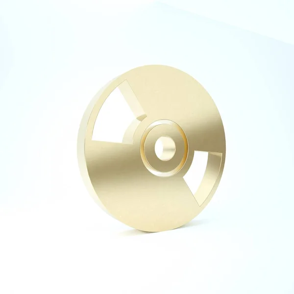 Złota ikona płyty CD lub DVD izolowana na białym tle. Znak płyty kompaktowej. Ilustracja 3D 3D renderowania — Zdjęcie stockowe