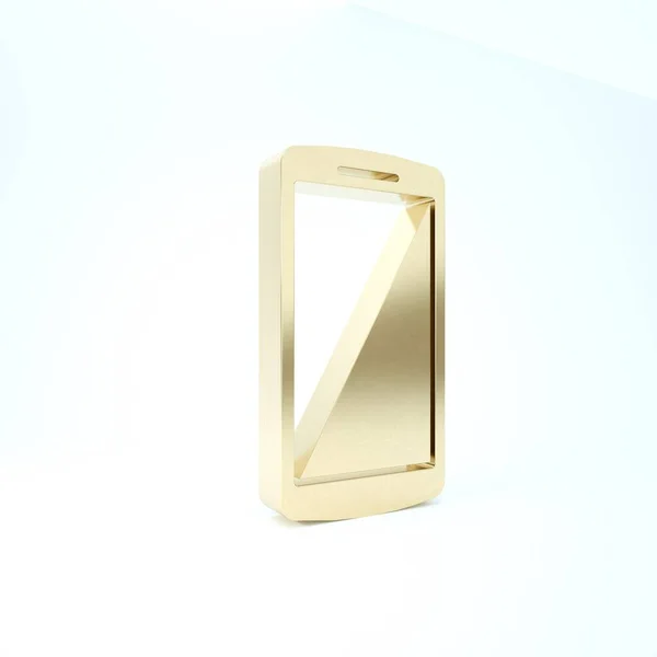 Gold Smartphone, Handy-Symbol isoliert auf weißem Hintergrund. 3D Illustration 3D Renderer — Stockfoto