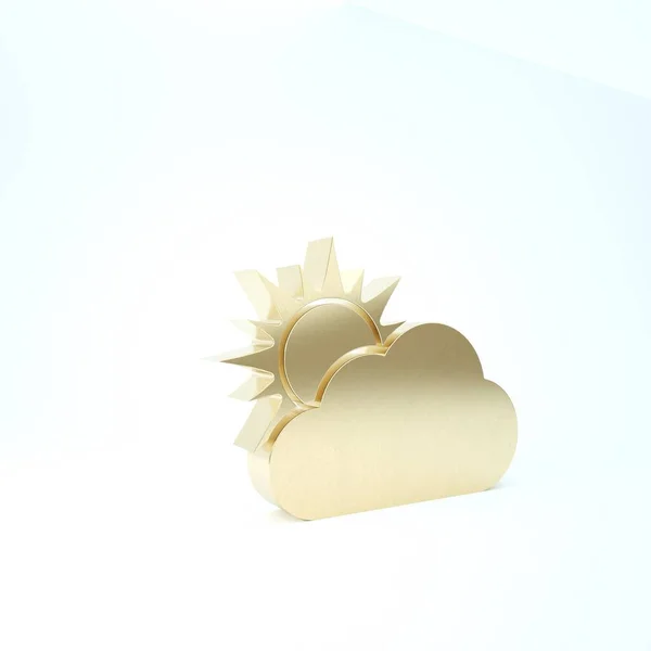 금빛 태양 과 구름의 날씨 아이콘은 흰색 배경에서 분리되었습니다. 3D 일러스트 3D 렌더링 — 스톡 사진