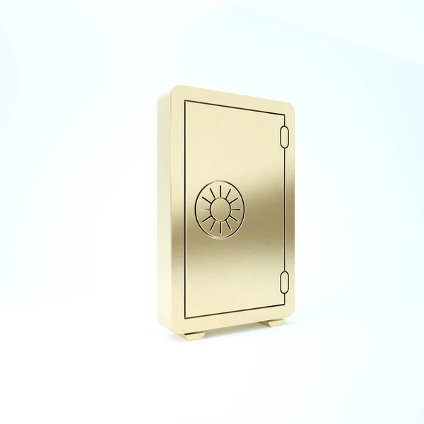 白色背景上的金色安全图标。这扇门用组合锁保护了银行保险库.可靠的数据保护。3D渲染3D插图 — 图库照片