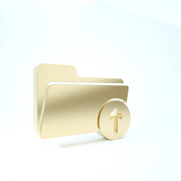 Gold-Downloadpfeil mit Ordnersymbol auf weißem Hintergrund. 3D Illustration 3D Renderer — Stockfoto