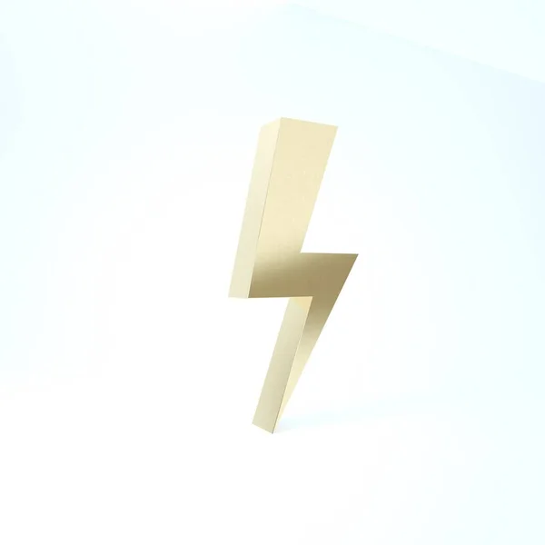 Ikon petir emas terisolasi pada latar belakang putih. Ikon kilat. Mengisi ikon flash. Thunder bolt. Menyalakan lampu. Tampilan 3D ilustrasi 3d — Stok Foto