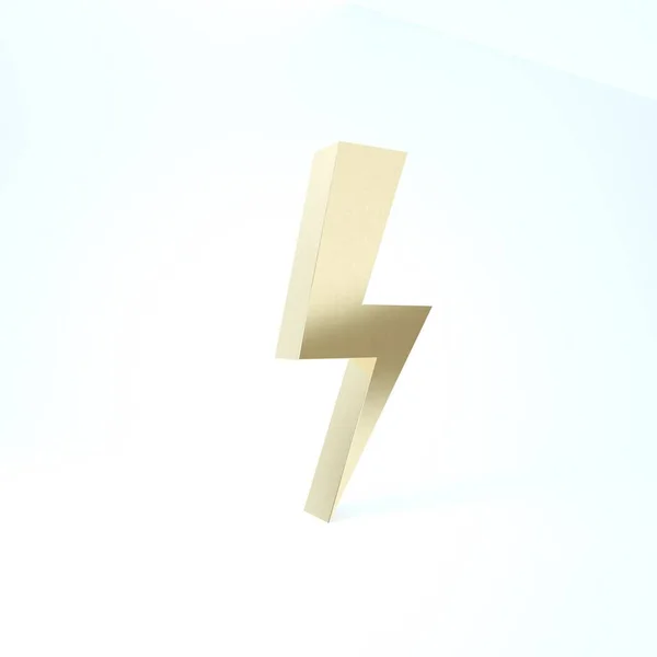 Gold Lightning bult ikon isolerad på vit bakgrund. Flash-ikonen. Ladda flash-ikonen. Åskvigg. Ljusstrejk. 3D-illustration 3D-återgivning — Stockfoto