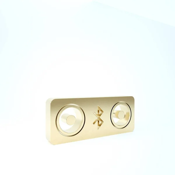 Gold-Bluetooth-Lautsprecher-Symbol isoliert auf weißem Hintergrund. Bluetooth-Stereo-Lautsprecher. 3D Illustration 3D Renderer — Stockfoto