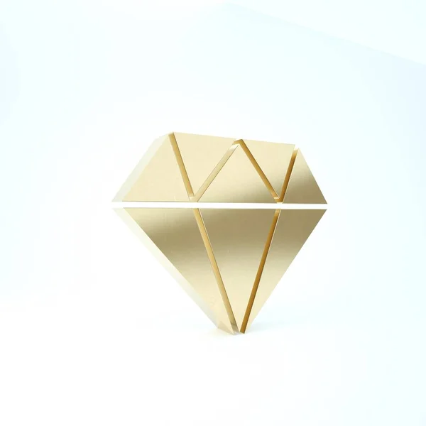 골드 다이아몬드 아이콘은 흰색 배경에 분리되어 있습니다. 보석의 상징. 젬 스톤. 3d 삽화 3D 렌더링 — 스톡 사진