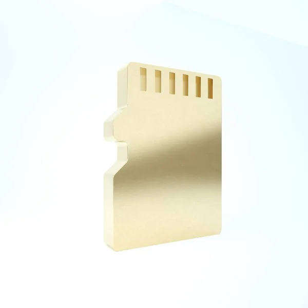 Gold Micro SD minneskort ikon isolerad på vit bakgrund. 3D-återgivning för 3D — Stockfoto