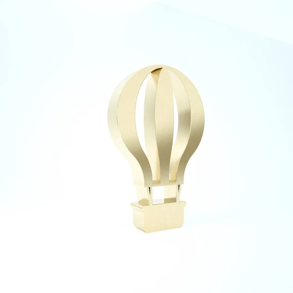Icône de montgolfière or isolé sur fond blanc. Transport aérien pour les voyages. Illustration 3D rendu 3D — Photo