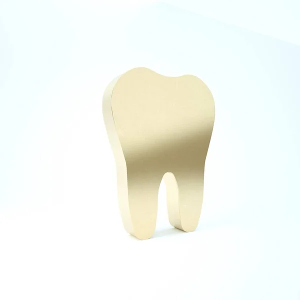 Icône Dent Or isolée sur fond blanc. Symbole de dent pour clinique dentaire ou centre médical de dentiste et paquet de dentifrice. Illustration 3D rendu 3D — Photo