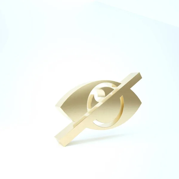 Gold Invisible or hide icon isolated on white background. 3d illustration 3D render — ストック写真