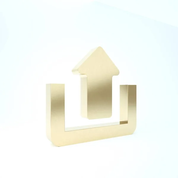 Guld Ladda upp ikonen isolerad på vit bakgrund. Uppåtpil. 3D-illustration 3D-återgivning — Stockfoto