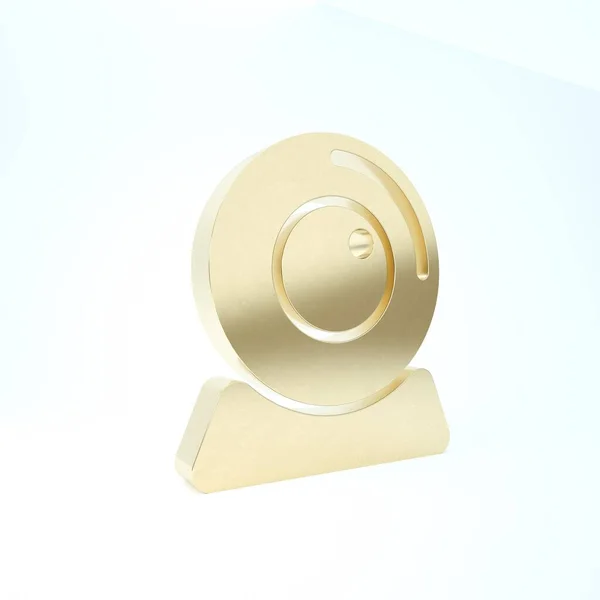 Gold Web camera icon isolated on white background. Chat camera. Webcam icon. 3d illustration 3D render — Stock Photo, Image