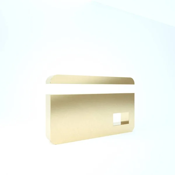 ホワイトの背景にはゴールドクレジットカードのアイコンがあります。オンライン決済。現金引き出し。金融業務。買い物のサインだ。3Dイラスト3Dレンダリング — ストック写真