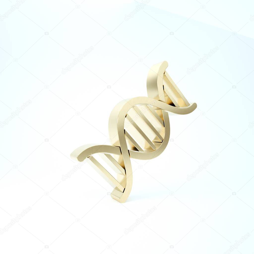 Gold DNA symbol icon isolated on white background. 3d illustration 3D render