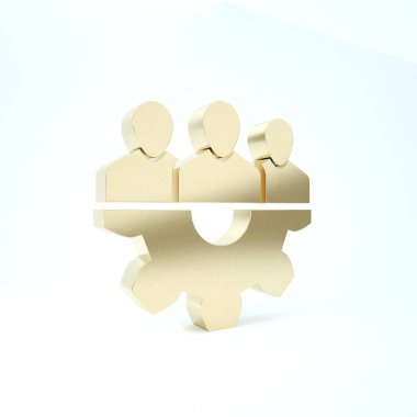 Altın Proje ekip taban simgesi beyaz arkaplanda izole edildi. İş analizi ve planlama, danışmanlık, takım çalışması, proje yönetimi. Geliştiriciler. 3d illüstrasyon 3d canlandırma