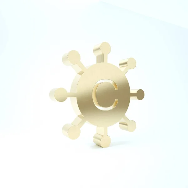 Gold Copywriting network icon isolated on white background. Content networking symbol. Copyright sign. Copywriting network sign. 3d illustration 3D render — Stock Photo, Image