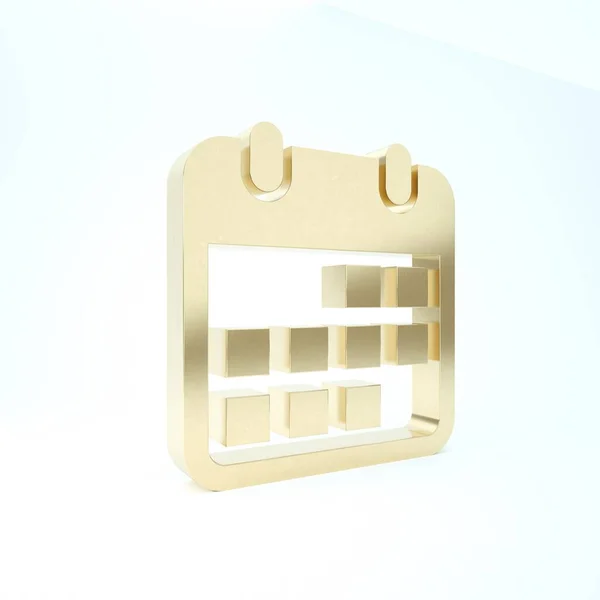 Gold Calendar icon isolated on white background. 3d illustration 3D render — Stock Photo, Image