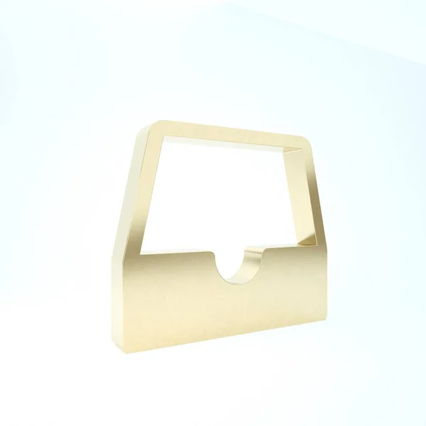 Oro Icono de bandeja de entrada de redes sociales aislado sobre fondo blanco. Elemento de red social, símbolo. 3D ilustración 3D render — Foto de Stock