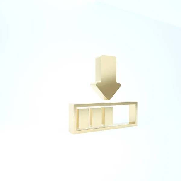 Εικονίδιο φόρτωσης χρυσού που απομονώνεται σε λευκό φόντο. Λήψη σε εξέλιξη. Εικονίδιο γραμμής προόδου. 3D απεικόνιση 3d καθιστούν — Φωτογραφία Αρχείου