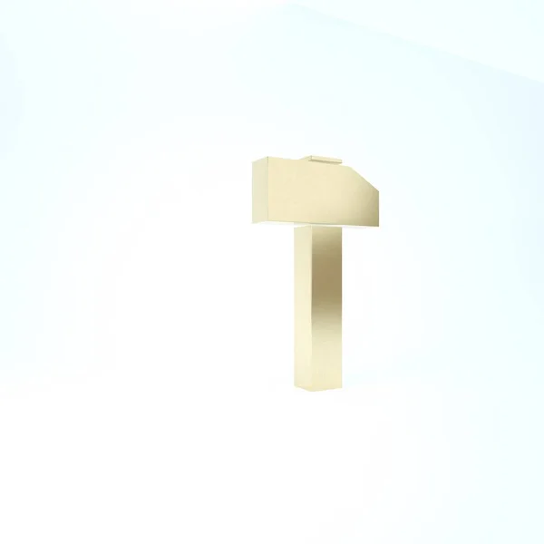 Arany kalapács ikon elszigetelt fehér háttérrel. Szerszám a javításhoz. 3d illusztráció 3D render — Stock Fotó