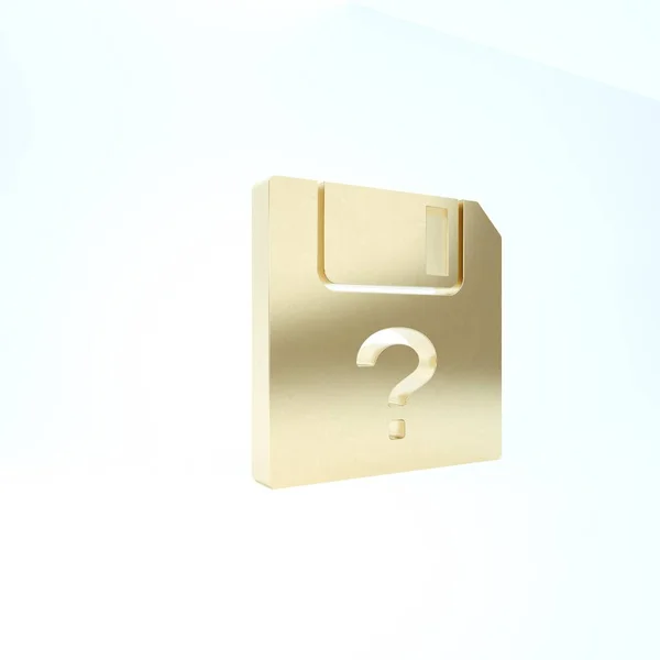 Ícone de documento Gold Unknown isolado no fundo branco. Ficheiro com o ponto de interrogação. Mantenha o relatório, serviço e sinal de pesquisa global. 3D ilustração 3D render — Fotografia de Stock