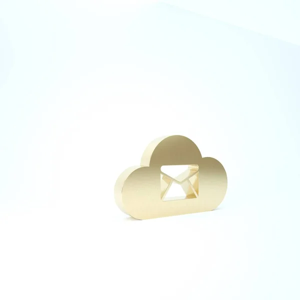 Gold Cloud e-postserver ikon isolerad på vit bakgrund. Molnserver värd för e-post. Meddelandetjänst online. Brevlådeskylt. 3D-illustration 3D-återgivning — Stockfoto