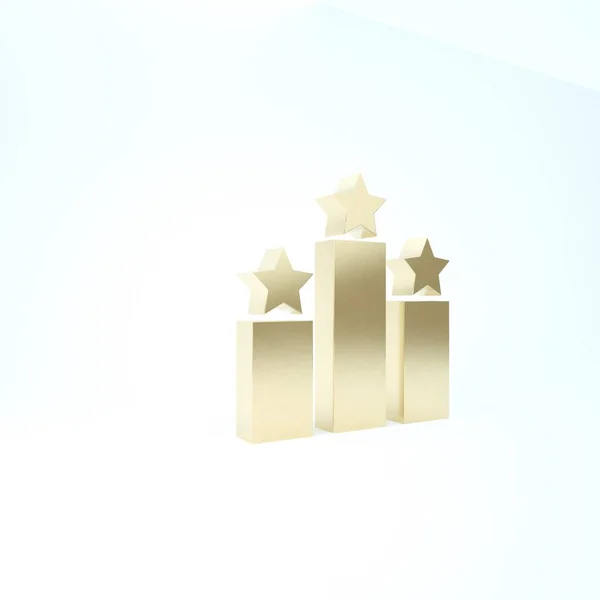 Gold Ranking Star icoon geïsoleerd op witte achtergrond. Sterrenwaarderingssysteem. Favoriete, beste beoordeling, award symbool. 3d illustratie 3d renderen — Stockfoto