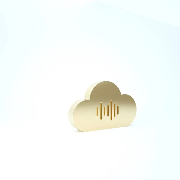 Gold Music streaming service icon isolated on white background. Sound cloud computing, online media streaming, online song, audio wave. 3d illustration 3D render