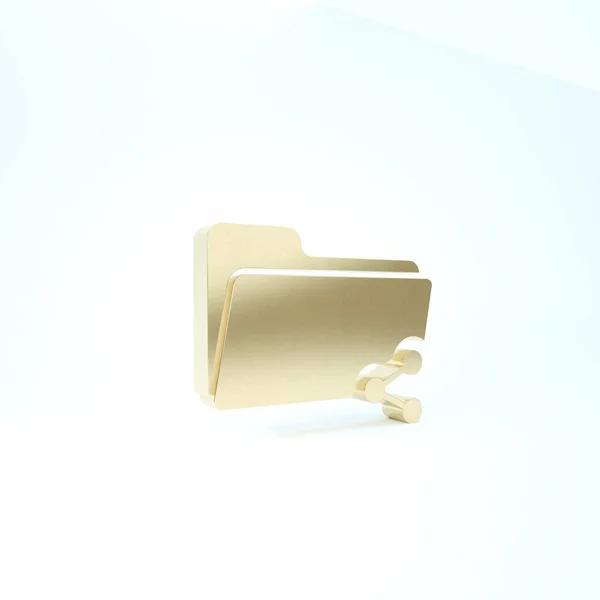 Gold Share folder icon isolated on white background. Folder sharing. Folder transfer sign. 3d illustration 3D render